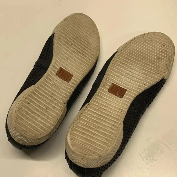 Frye Melanie Sneakers Perforated Laser Cut Logo Slip On Shoes Leather Black 5.5 - Picture 9 of 12